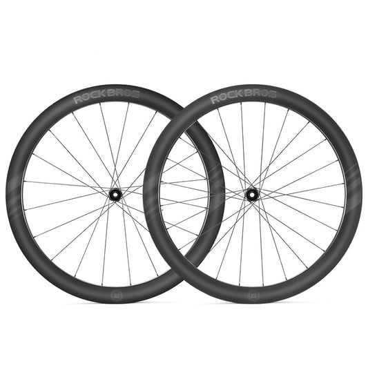 ROCKBROS Road Bike T700 Carbon Fiber Wheelset 50mm Rim Disc Brake Bike Wheels Clincher/Tubeless