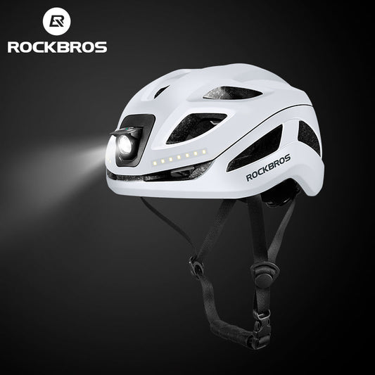 ROCKBROS Safety Warning Helmet with Built-In Lights and Adjustable Fit