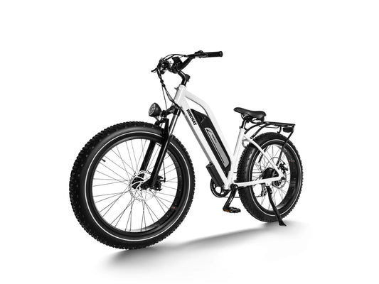 White Himiway C3 Cruiser Step-Thru eBike, side view, displayed against a plain background
