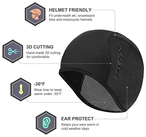 ROCKBROS Thermal Fleece Helmet Liner - Winter Cycling Skull Cap