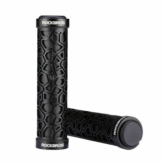 ROCKBROS Anti-Skid Rubber Bike Handlebar Grips - Double Lock, 2.22cm