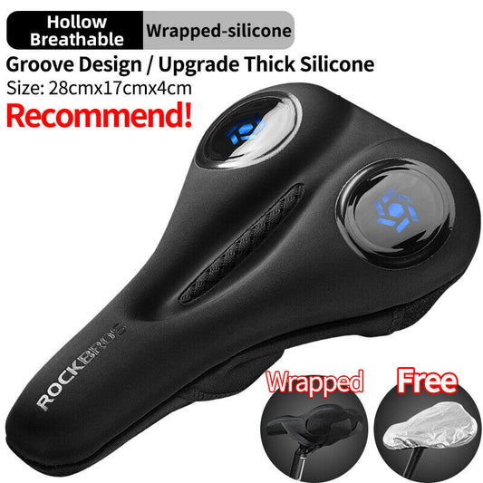 ROCKBROS Silicone Bicycle Saddle Hollow Breathable MTB Bike Seat Cushion Cover