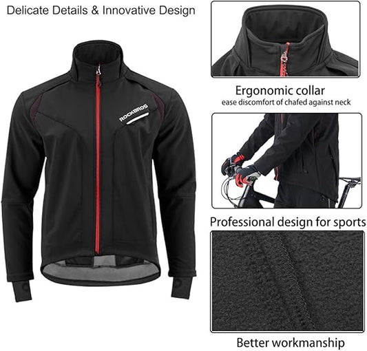 ROCKBROS Cycling Jackets Thermal Windproof Jacket for Men Cold Weather