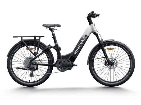 Himiway A7 Pro eBike in black and white gradient, side view, showcasing frame design and features