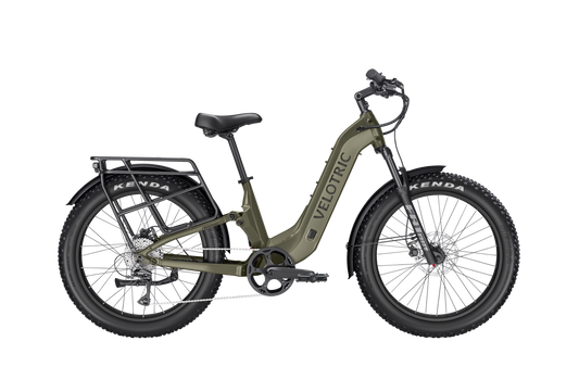Velotric Nomad 2X Step-Thru eBike in Sage color, side view, displayed on a white background