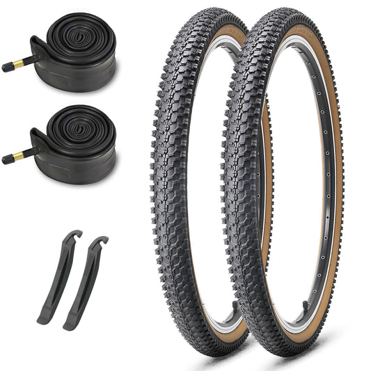 CrossBand Brown Wall - 26"×1.95" - Bicycle Tires - SHP - HY8008_26195SKIN*2+TB26 eBike Super Shop