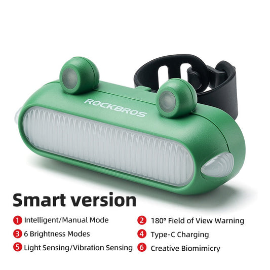 ROCKBROS Bike Frog Taillight - IPX6 Waterproof, USB Rechargeable, 6 Modes, Brake Light