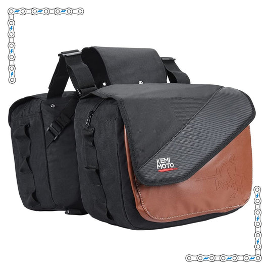 eBike Black Canvas with Brown Leather Saddle Bags for ebike - Accessories - EBIKE|ACCES|0425 eBike Super Shop