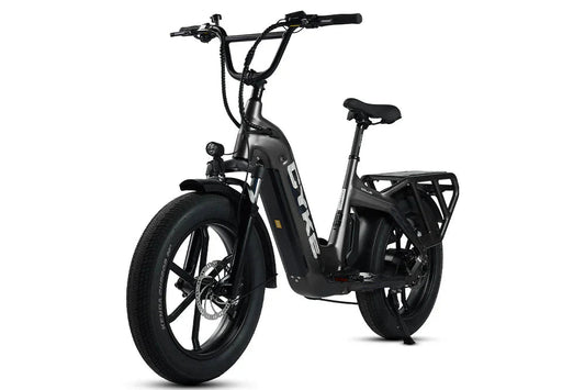 Gray eBike CYKE Collie Cargo electric cargo bike with 48v 750w motor and mini fat tires, side view product image
