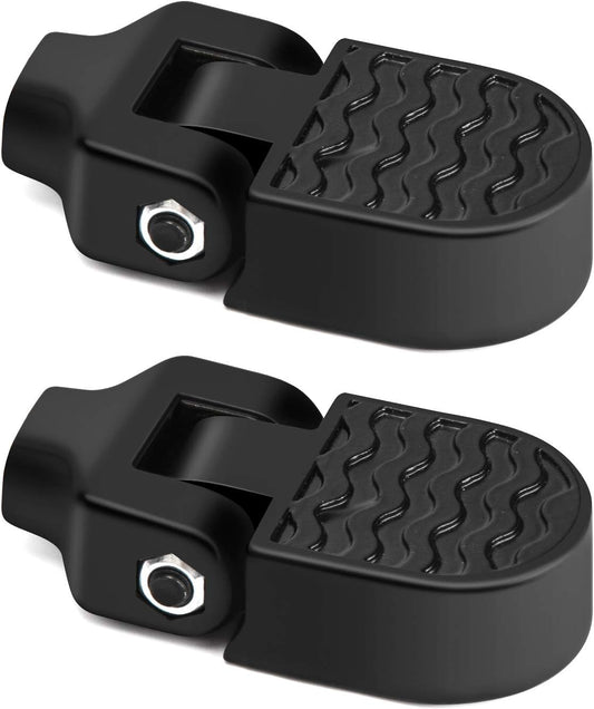 Black eBike foot pegs, measuring 8x4cm, shown in a product image on a plain background.