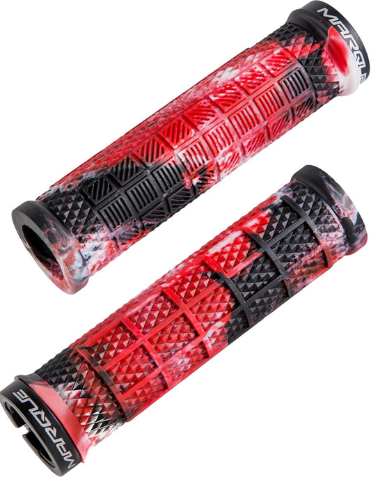 Red eBike handlebar grips with a textured surface, labeled "Wild Fire Red," displayed against a white background.