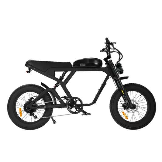 Black eBike Revi Cougar side view, showcasing sleek frame design and integrated battery