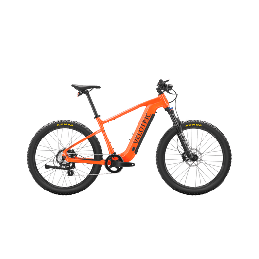 eBike Velotric Summit 1 in Sunrise Orange, side view, against a white background