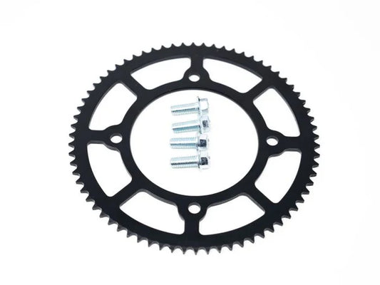 eMOTO Sprocket Ebox 1 and 2 219H pitch rear sprocket, product image showing metal sprocket with evenly spaced teeth and central mounting holes