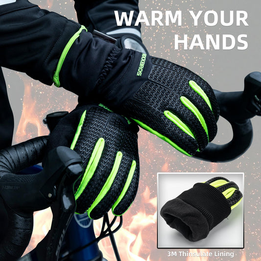 ROCKBROS Winter Cycling Gloves, Windproof Thermal Touchscreen Gloves for Men Women