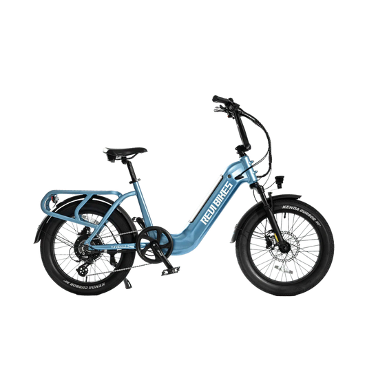 REVI Runabout 2 750w Step Thru Ebike 20x3 Fat Tire Mini Electric Cargo eBike - Cargo eBike - REVI|CARGO|BLUE|0042 eBike Super Shop