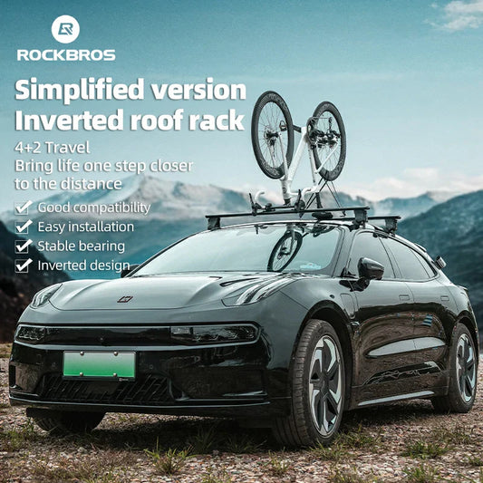 ROCKBROS Inverted Roof Bike Rack for Cars Quick-Release Straps and Clamps