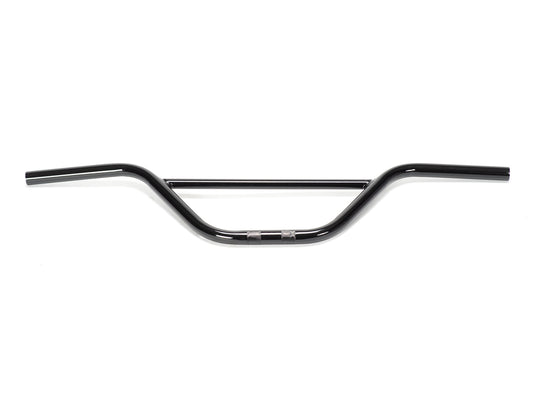 Stomp Ebox Dragster Bars, black handlebar with a slight rise, designed for electric dirt bikes, shown against a white background.
