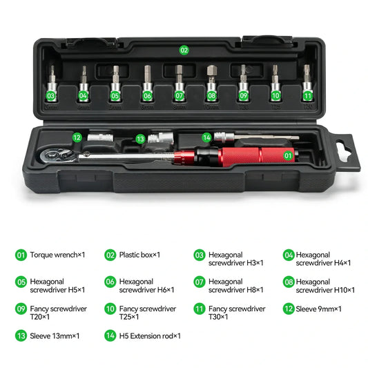 ROCKBROS 1/4 Torque 2â€?4Nm Micrometer Click Torque Wrench, 72-Tooth Gear Professional Precision ±3%High Accuracy