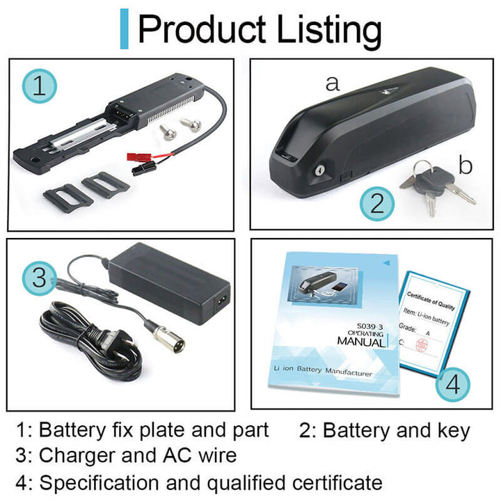 48V10AH 0 - 1000W Electric Bicycle Lithium Battery - bicycle parts - SHP - S039 - 48V10AH eBike Super Shop