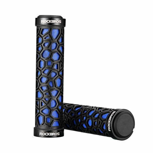 ROCKBROS Anti-Skid Rubber Bike Handlebar Grips - Double Lock, 2.22cm