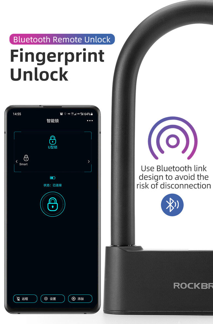 ROCKBROS Bike Lock Smart Fingerprint Key MTB Motor Key USB Repetitive