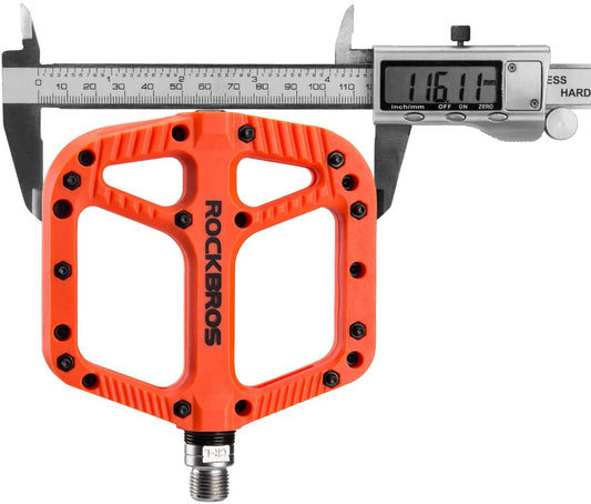 ROCKBROS Extra Large Mountain Bike Pedals Nylon Composite Bearing 9/16"-ORANGE