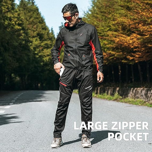 ROCKBROS Cycling Pants for Men Windproof Thermal Fleece Winter Athletic