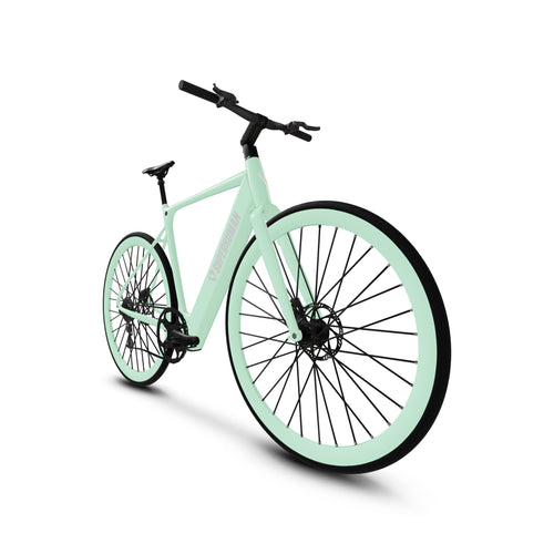 SUPERHUMAN Photon 18" 350 w Step Over Ebike  Urban Electric Road eBike Mint Glow Stick