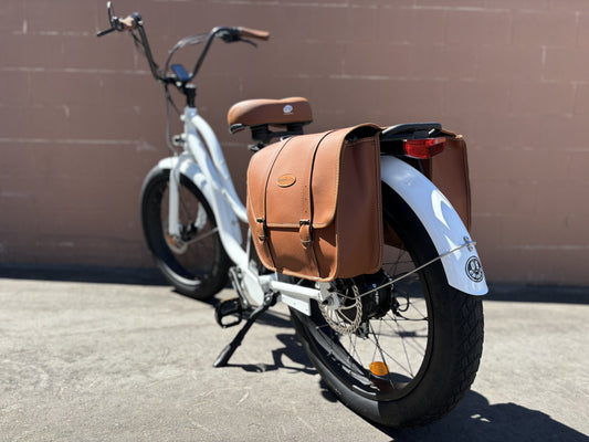 Custom White Gloss 750 w Fat Tire Electric Beach Cruiser eBikeStep Thru 24x3 Fat tire electric bike