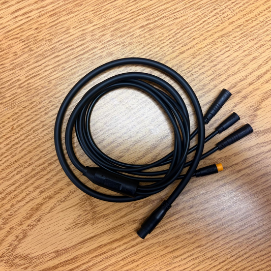 Product image of the Mokwheel eBike wiring harness designed for the Tarmac model, showing a bundle of black cables with various connectors and plugs.
