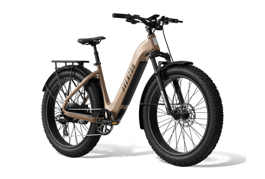 Aventon Aventure 3 Step-Thru electric bike in Java color, side view, displayed on a white background