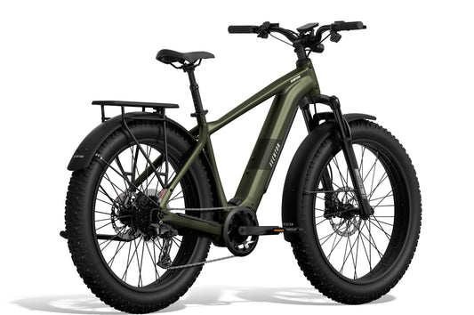 Aventon Aventure M electric bike in camouflage color, side view, displayed on a white background.