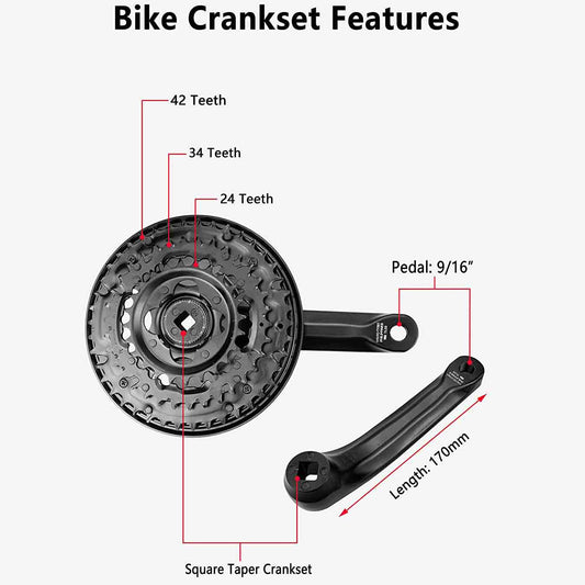 Shimano Tourney Bicycle Crankset FC-TY301 42-34-24 Teeth for 3x6/7/8 Speed 170mm