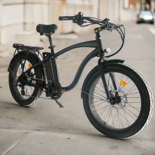 Coastal Cruiser 52v 24 Over 750W Step Over Ebike 24x3 Fat Tire Fat Tire Cruiser - Fat Tire eBike - COAST|FATT|BLACK|0007 eBike Super Shop