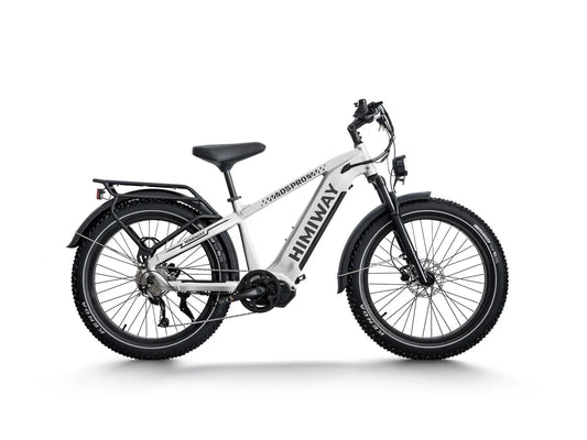White Himiway D5 Pro Step Over electric bike, side view, displayed on a plain background.