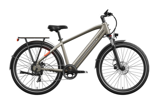 Khaki-colored Mokwheel Asphalt eBike side view on a white background