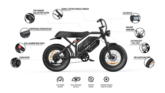 A black Raev Bullet GTX electric bike with a sleek frame, thick tires, and a compact design, shown from a side angle against a plain background.