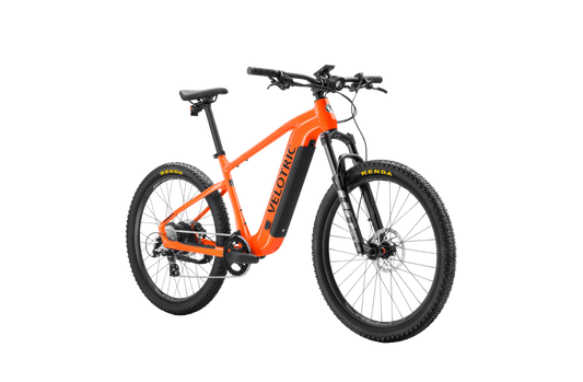 Velotric Summit 1 eBike in Sunrise Orange, side view, against a white background