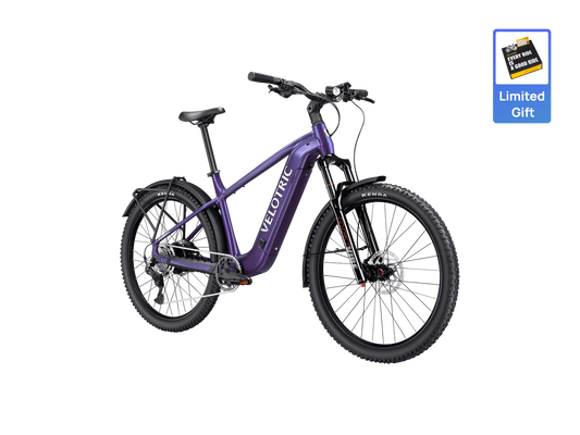 Velotric Summit 2 eBike in Galaxy Purple, side view, showcasing frame design and components