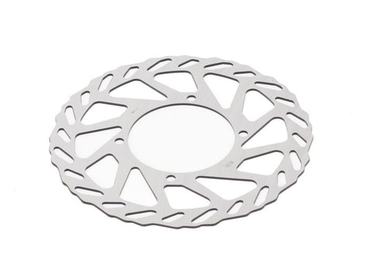 eMOTO Rotor Ebox V1 & V2 180mm 4-bolt disc brake rotor for front or rear, product image showing metal rotor with cutout pattern