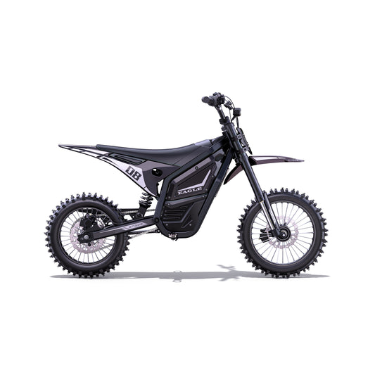 Black Engwe Eagle electric bike side view, showcasing sturdy frame, fat tires, and rear cargo rack against a plain background.