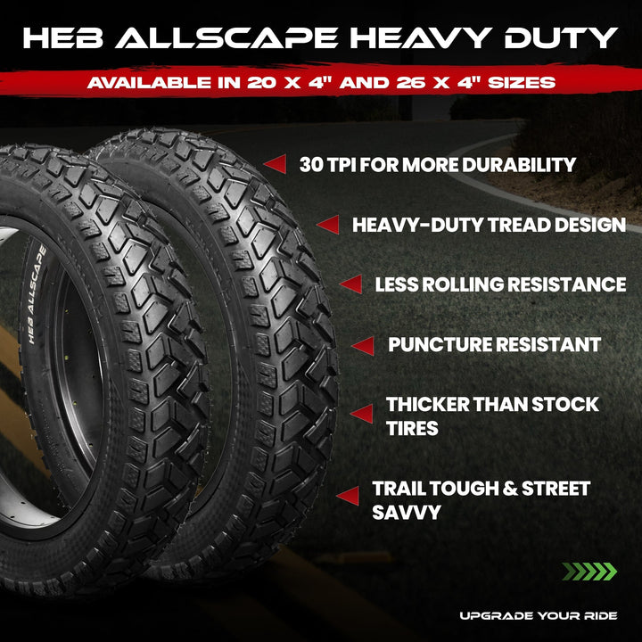 HEB ALLSCAPE® Fat Tires - 24" x 4" SET of 2 Fat Tires - Parts - 24x4 eBike Super Shop