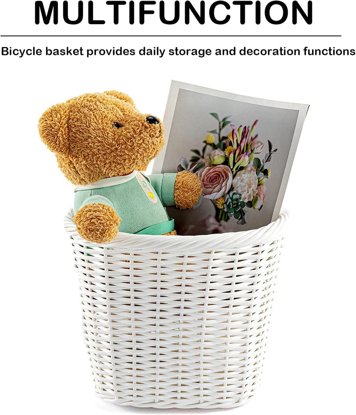Hycline Bike Basket Front Handlebar Storage Basket for Adult and Kids - Bicycle Baskets - SHP - BBK - White eBike Super Shop