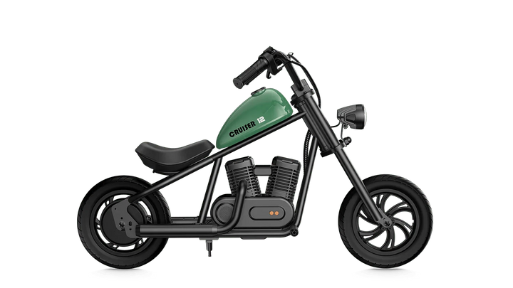 HYPER GOGO Cruiser 12 Electric Kids Mini Motorcycle eBike - 21.9v 160 w - Youth eMotorcycle - HYPER|GREEN|2248 eBike Super Shop