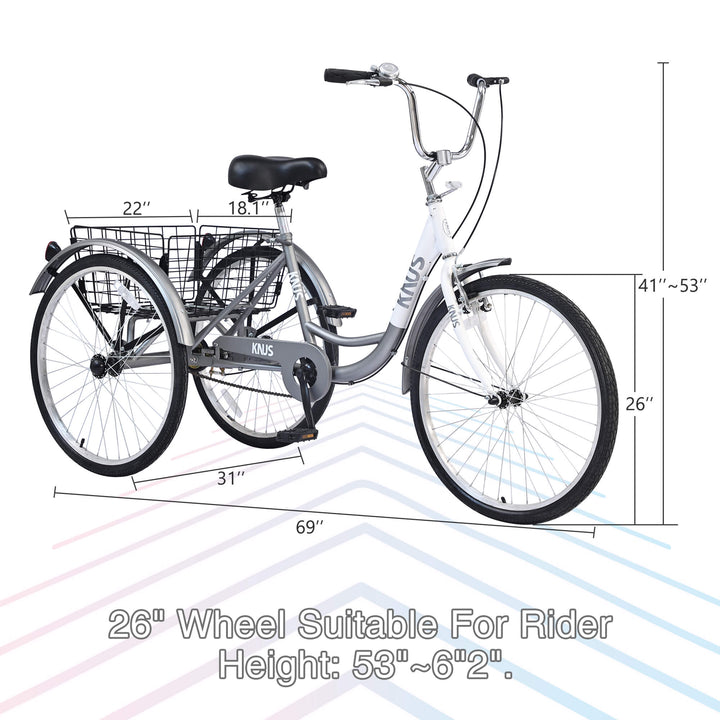 26-inch 3 wheel bicycle Knus Virbus 26“ Single-Speed Tricycle For Adults