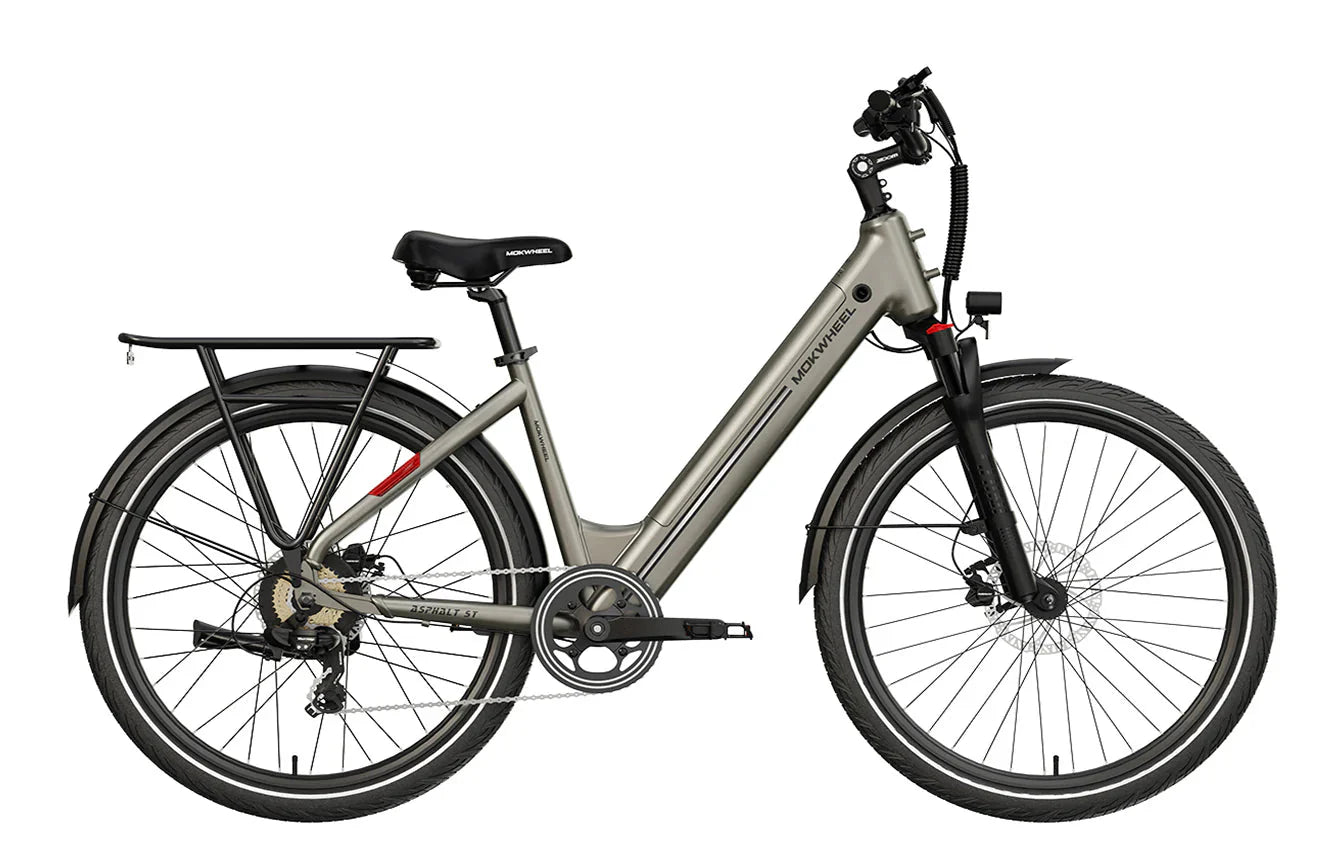 MOKWHEEL Asphalt ST 500 w Step Thru Ebike 27.5x2.4 Urban Electric Beac