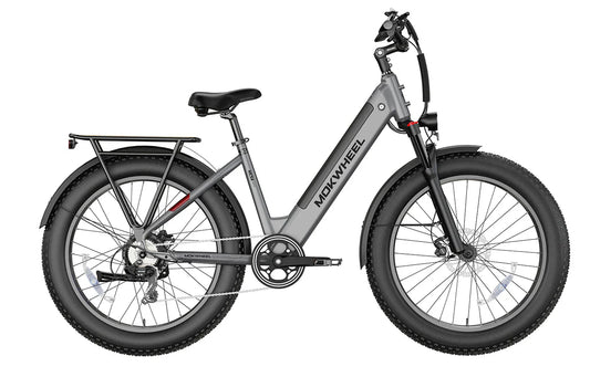 MOKWHEEL Mesa Plus ST 750 w Step Thru Ebike 26x4 Fat Tire Fat Tire Electric Beach Cruiser eBike