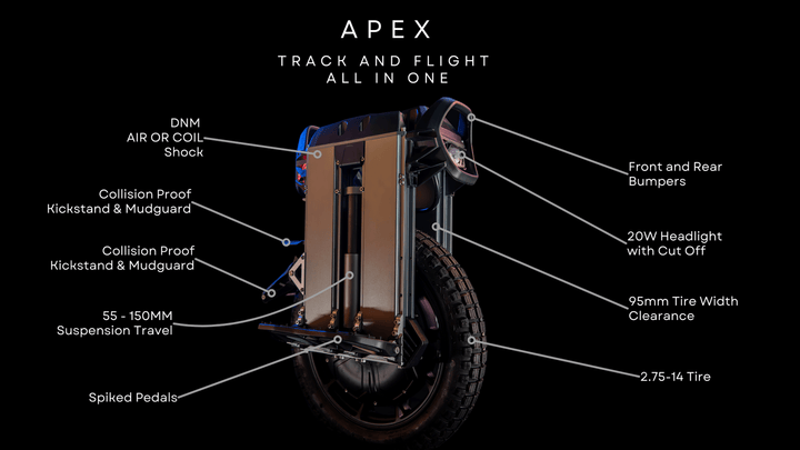 Nosfet Apex Electric Unicycle - EUC - sku - 46159309963518 eBike Super Shop