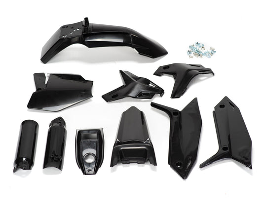 Stomp Ebox Black Plastics Kit, product image showing a set of black plastic body panels arranged on a white background.